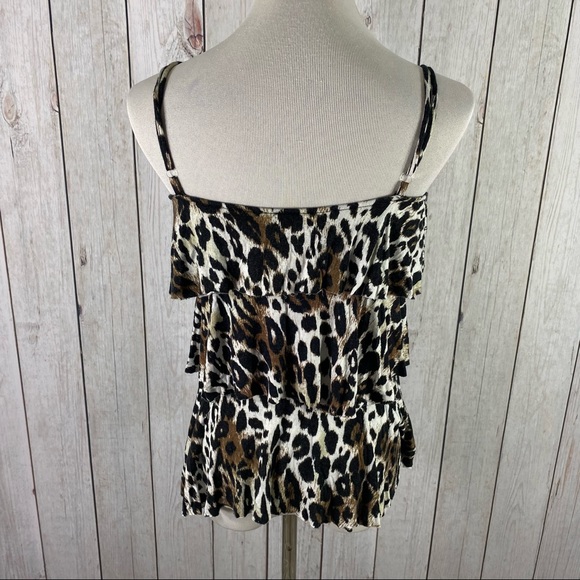 WET SEAL Women’s Animal Print Ruffle Peplum Top Leopard Print Size L Juniors. - Picture 5 of 10